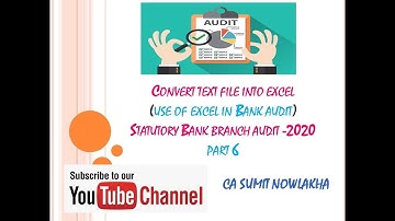 Excel for Bank Audit - Statutory Bank Audit 2020 Series Part 6 (Use of Excel as tool in Bank Audit)