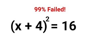 (x + 4)^2 = 16. 99% failed to get this right! #fastandeasymaths #indices