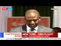 DP Ruto welcomes the first New York - NBO flight KQ flight and thanks everyone involved.