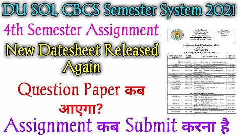 SOL Assignment Datesheet Released 2021! SOL 4th Semester Assignment Datesheet Released! TopperStudy