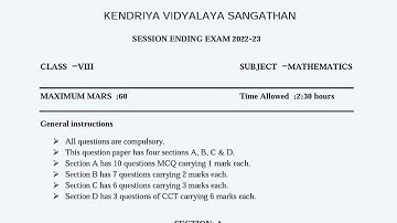 Class 8 Maths Final Exam Question Paper (2022 - 2023)