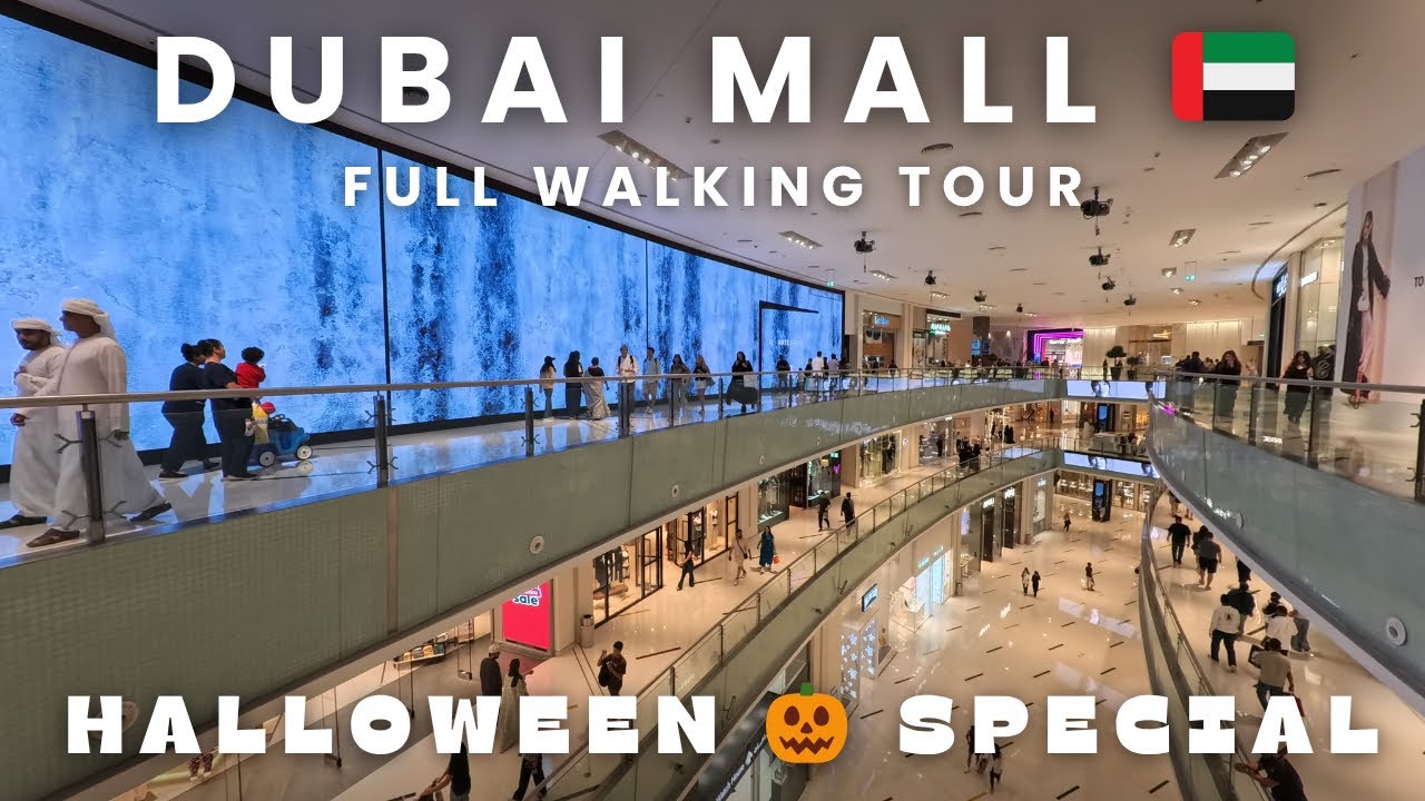 Dubai Mall Walking Tour 2025 | Halloween 🎃 Decorations Hidden Gems & Top Attractions | 4K Video