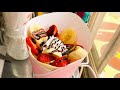 japanese street food - creamy strawberry banana crepes