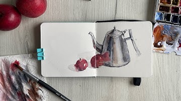How to Paint a Metal Teapot 🎨 Watercolor Reflections & Highlights Tutorial