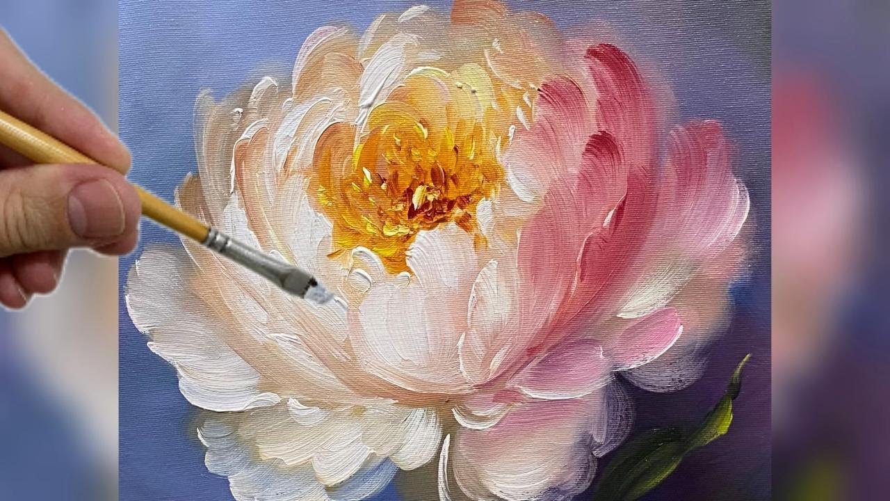 РИСУЕМ ПИОНЫ С ГЛУБИНОЙ / ОСВОЕНИЕ ТЕКСТУР И 3D МАЗКОВ КИСТЬЮ / ПОШАГОВАЯ ЖИВОПИСЬ