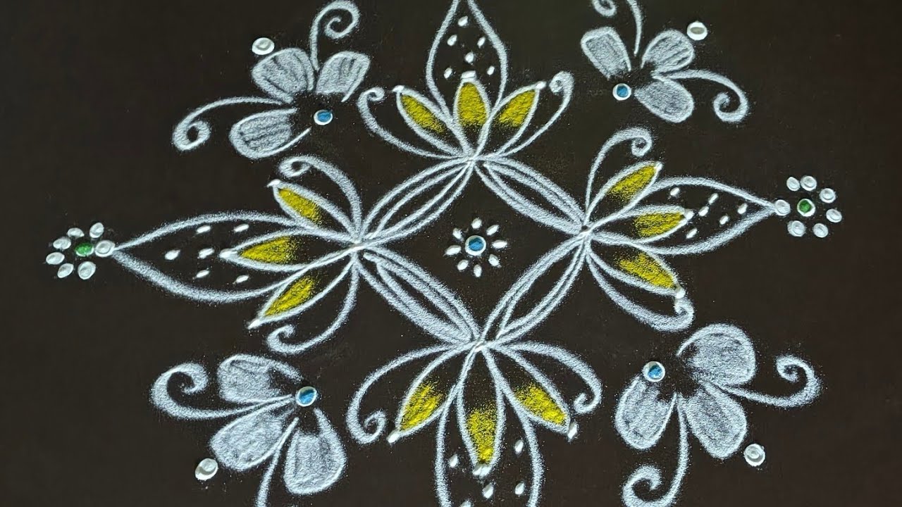 Easy kolam for beginners 🌹//easy kolam @tararangoliworld35 