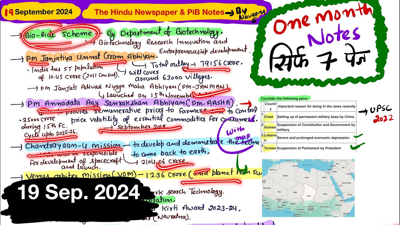 19 September 2024 | The Hindu Notes | September Pib Current Affairs For ...