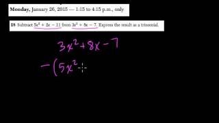 Algebra 1 Regents January 2015 #28