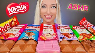 ASMR EATING NESTLE CHOCOLATE, CANDY BARS, KITKAT, NUTS, SWEET FOOD, 초코바 초콜릿 (DESSERT) MUKBANG 먹방