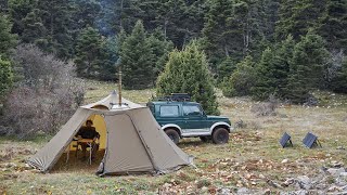 Hot Tent Camping Moments! Baking chicken roll in the oven of the stove...