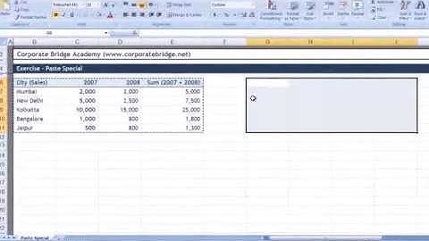 Paste Special Function in excel