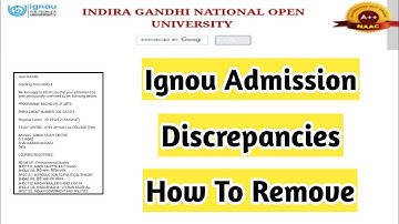 How To Remove Admission Discrepancies In Ignou | Mister Ignou #ignou #admissionsopen  #discrepancies