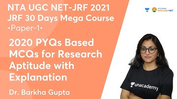 2020 PYQs Based MCQs for Research Aptitude with Explanation | UGC NET-JRF 2021 | Dr. Barkha Gupta