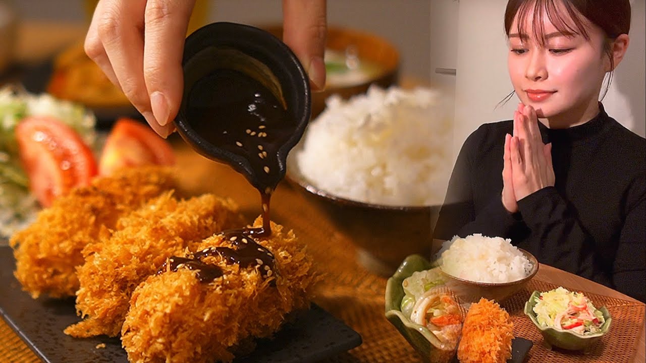 【ASMR】蟹クリームコロッケ定食 [咀嚼音/EatingSounds/Mukbang/먹방]