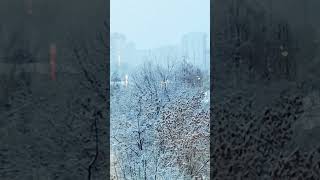 Snowstorm in city morning nature like beautiful music moscow