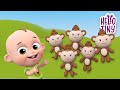 Five Little Monkeys Jumping On The Bed 🐒 | Kids Songs and Nursery Rhymes | Hello Tiny
