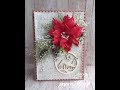 Christmas card with foamiran poinsettia