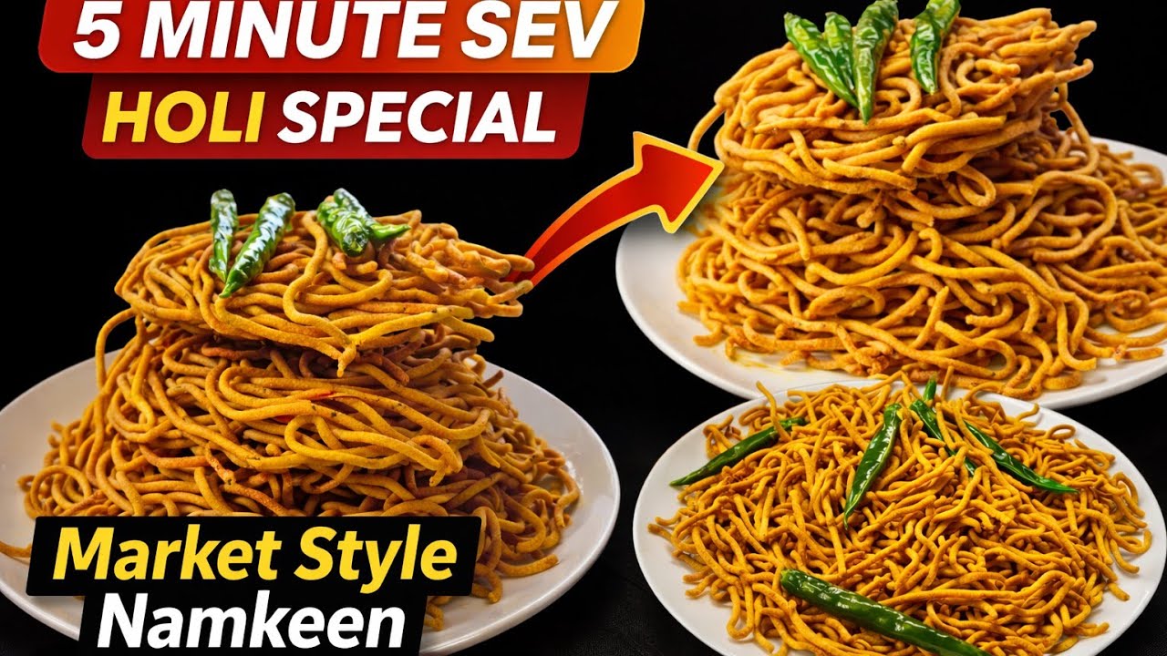 10 मिनट में मार्केट जैसी सेव भुजिया | Holi Special Namkeen Recipe 