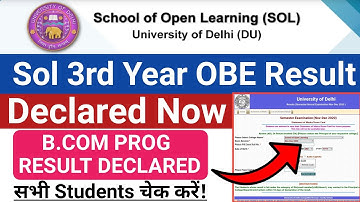 Sol 3rd Year BCOM Prog Result Declared 2021 | Sol Third Year Bcom Prog OBE Result Declared 2021