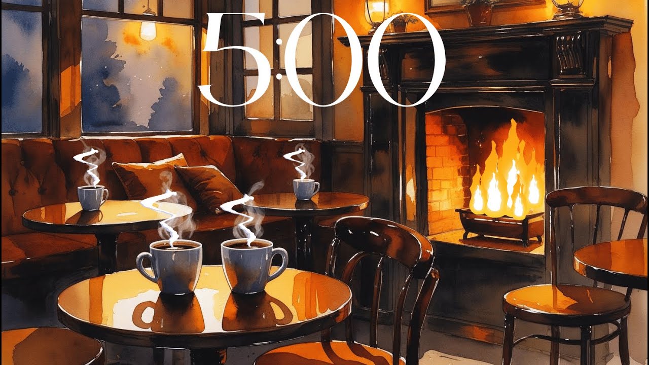 5 Minute Countdown Timer  - Cozy Coffee Shop With Fireplace & Music (Jazz)