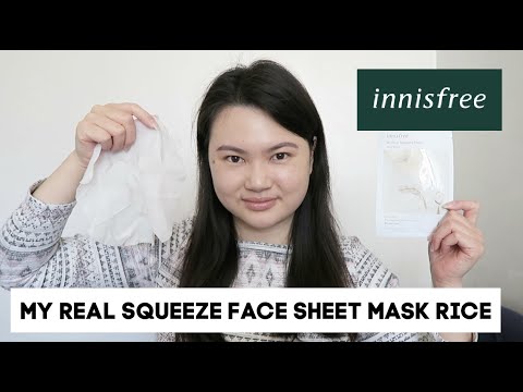 Innisfree My Real Squeeze Face Sheet Mask Rice Review + Demo | Tracey Violet