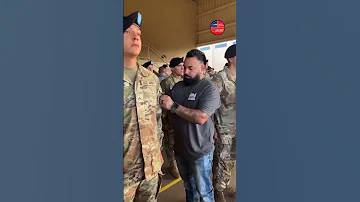 Teen who dreamed of being a soldier holds back emotion as proud dad patches him 🇺🇸 #shorts