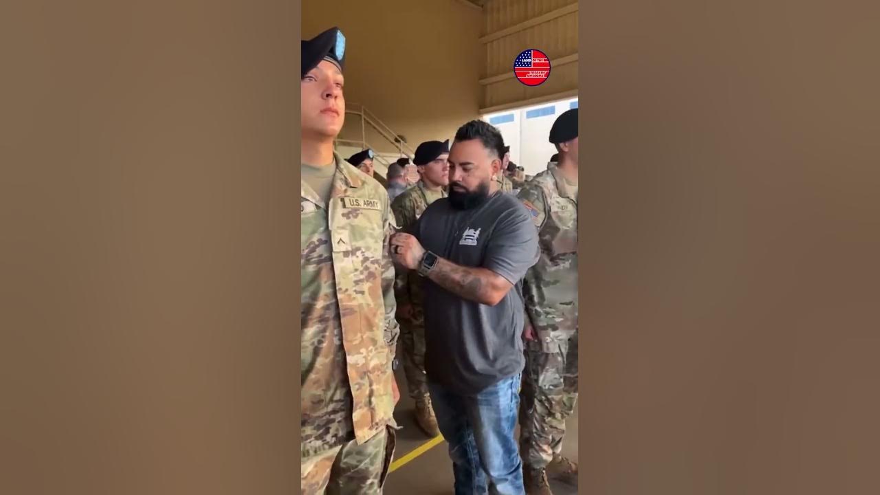 Teen who dreamed of being a soldier holds back emotion as proud dad patches him πΊπΈ #shorts Teen who dreamed of being a soldier holds back emotion as proud dad patches him πΊπΈ #shorts
