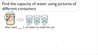 Find the capacity of water using pictures of different containers