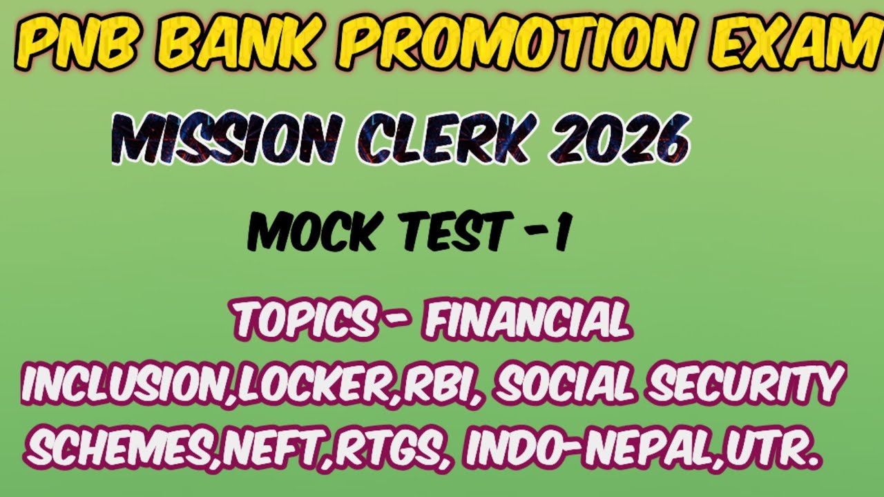 Pnb substaff to clerk promotion exam l mission Clerk 2026 | pnb mock test | pnb bank |