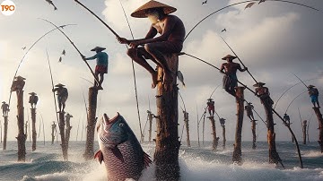 KHÔNG DÙNG THUYỀN - Ngư Dân Sri Lanka Câu Cá Bằng Cách Đặc Biệt Nhất Thế Giới
