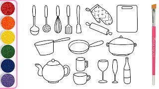 Kitchen Tools Coloring page for Kids | Painting and Drawing for Toddlers