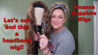 TIP TUESDAY: Amazon Sapphire Headband Wig  Shorten and thin it with me!!
