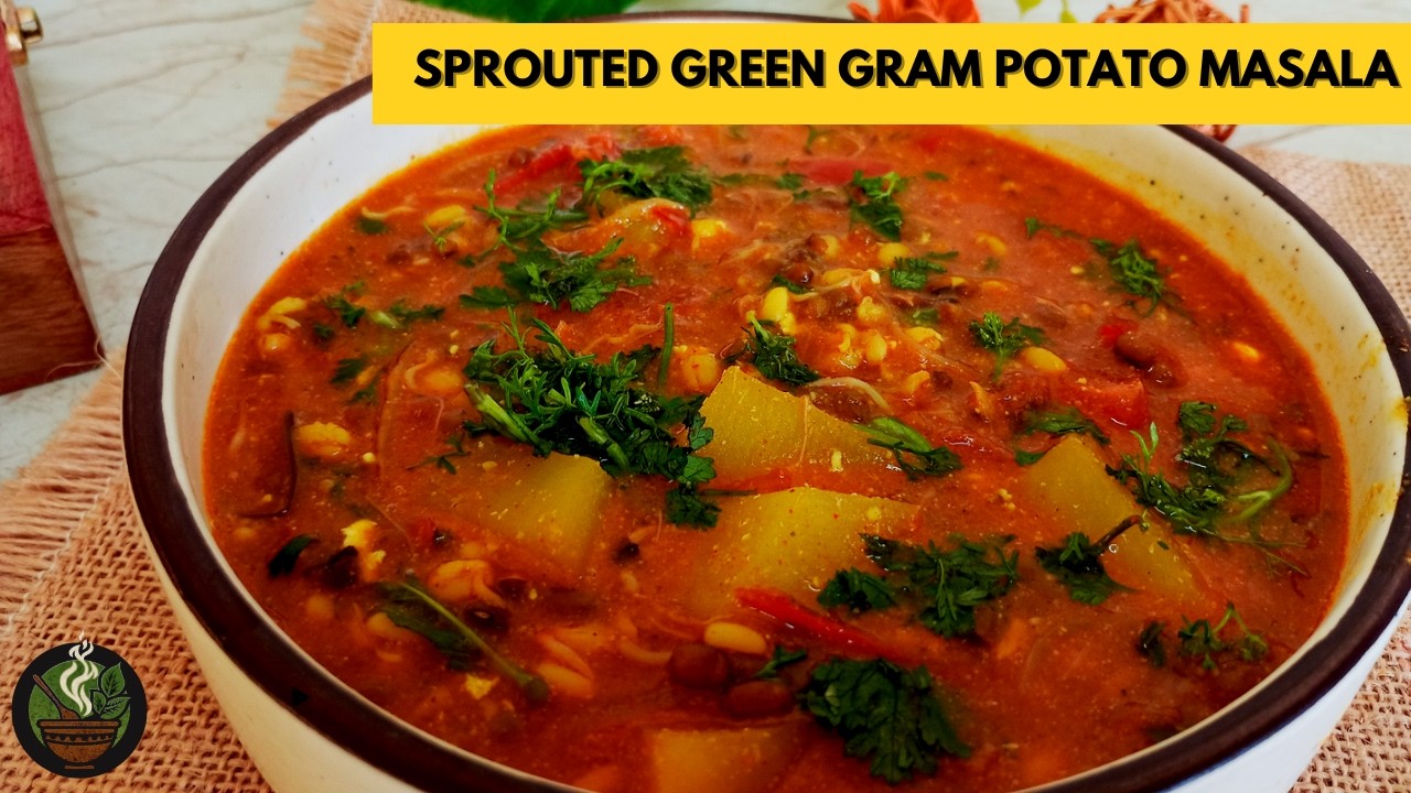 Sprouted Green Gram Potato Masala | Nutritious Side Dish for Rice & Roti