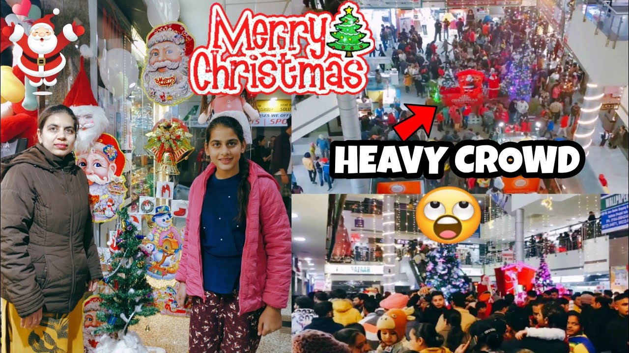 Wish You All A Happy Merry Christmas Heavy Crowd In Mittal Mall