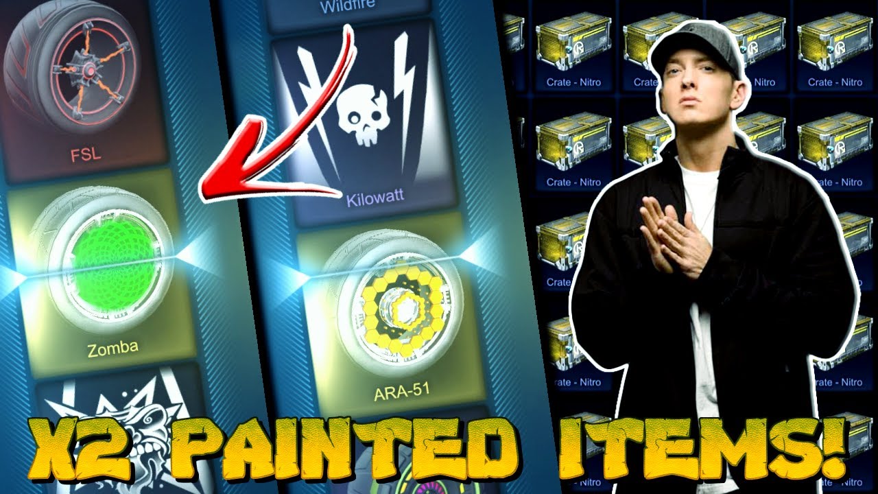*OMG* EMINEM "RAP GOD" CRATE GETS PAINTED ZOMBAS! | Rocket League x2 PAINTED ITEM Crate Opening!