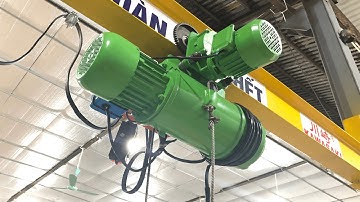 Pa lăng cáp điện 1 tấn dầm đơn sử dụng điện 380V, lắp đặt trong nhà xưởng