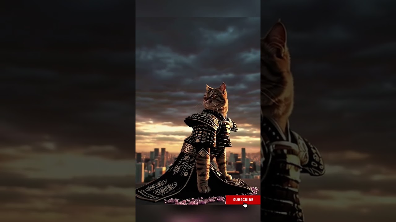 【MEOM】Samurai Cat on Tokyo Skyscraper | Epic Cinematic Animation with Sakura Petals 