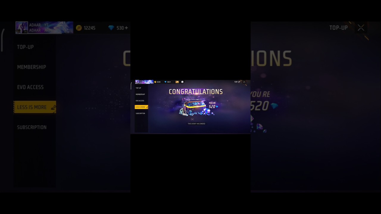 LESS IS MORE 520 DIAMOND FREE FIRE | NEW LESS IS MORE EVENT - FREE 520 DIAMONDS 