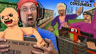 NIGHT of the CONSUMERS!  I found a Lost Baby \& Got Fired for it! (FGTeeV vs. Scary Shopping Game)