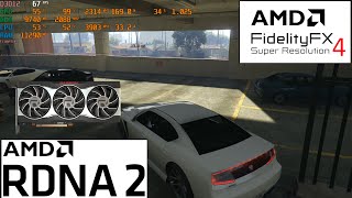 FSR 4 on RDNA2 RX 6800 - GTA V Enhanced benchmark - 4K, 1440p and 1080p - int8 FSR 4