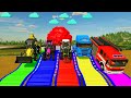 TRANSPORTING ALL COLORFUL John Deere TRACTORS ON GARAGE WITH SCANIA TRUCKS | Farming Simulator 22