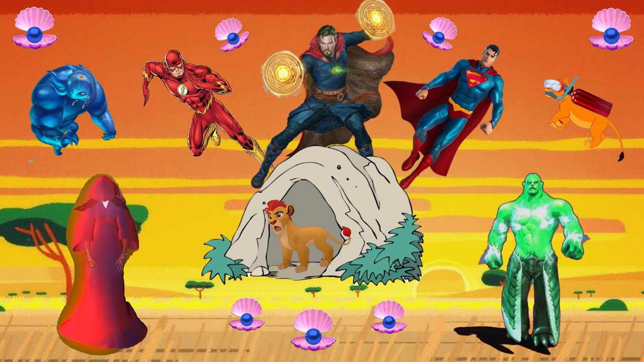 الابطال الخارقين سوبر مان وفلاش ودكتور استرينج يحاربون الشبح الاخضر والساحرة الحمراء الجزء 1 و 2