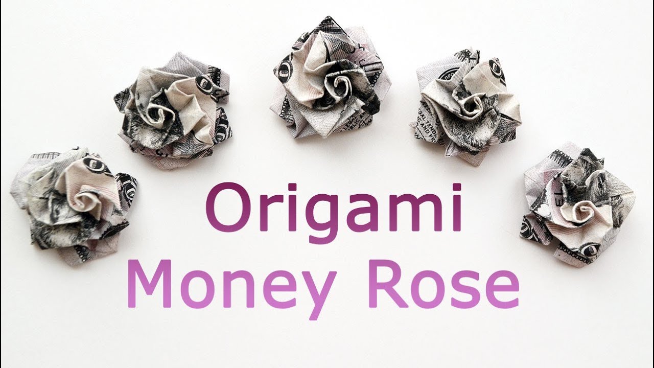 Nice Money ROSE Origami out of One Dollar Tutorial DIY