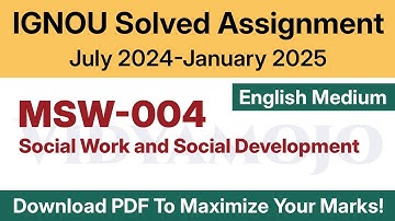 IGNOU MSW 004 Solved Assignment 2024-25 English Medium PDF Download | IGNOU MSW First Year