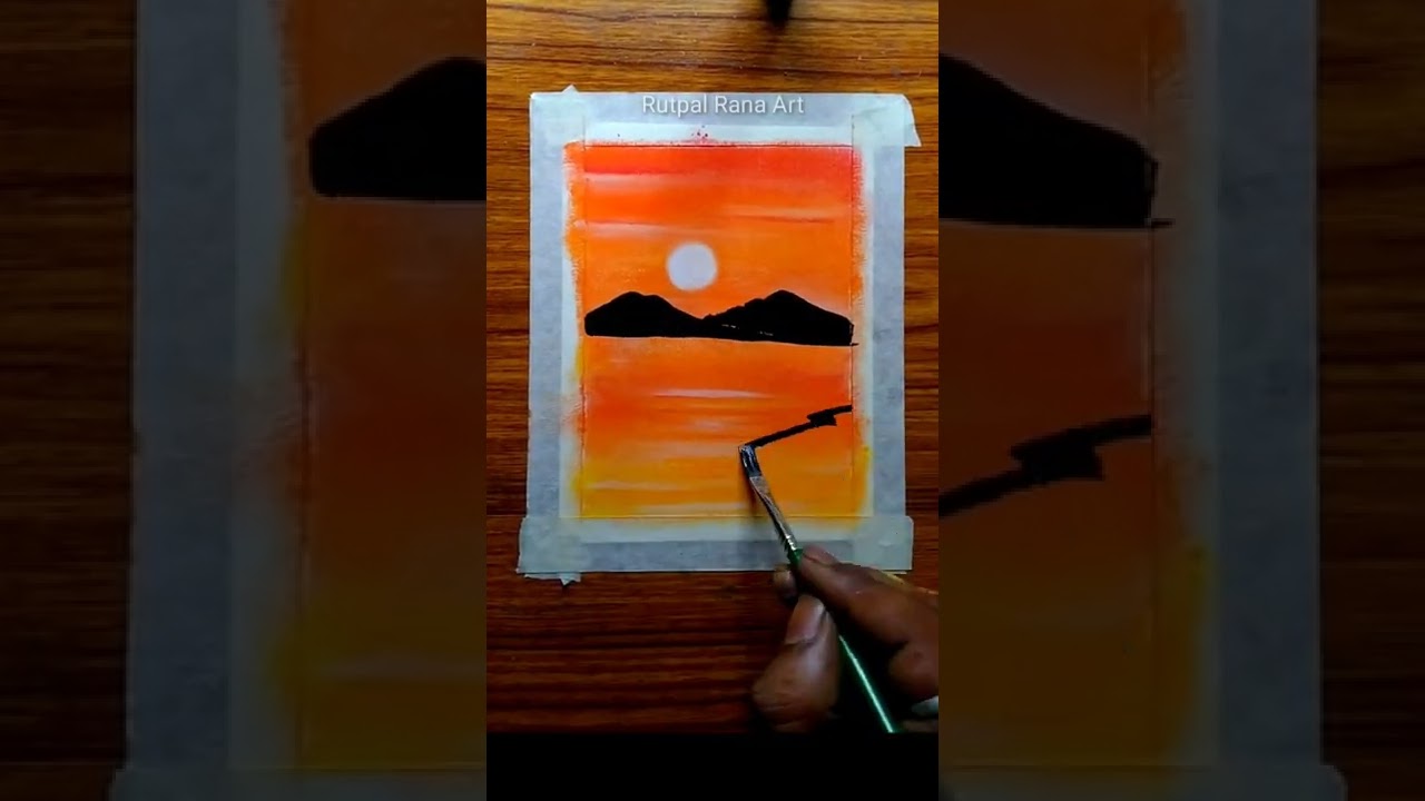 How to Draw Easy  Scenery Of Sunset in the Hills/easy sunset drawing with soft pastel