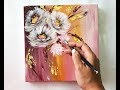 Flowers painting on canvas/Demo /Acrylic Technique on canvas