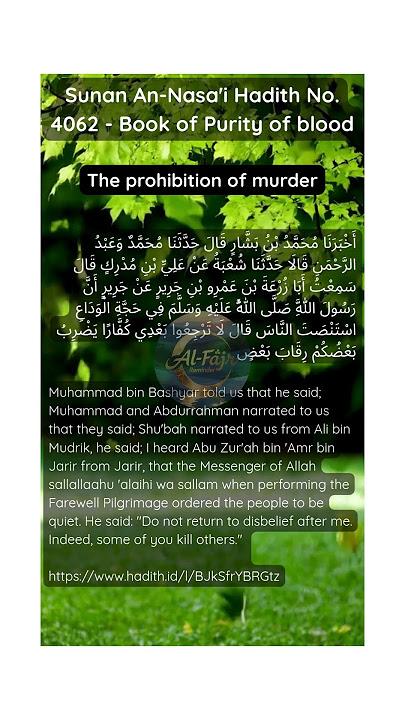 Sunan An-Nasa'i Hadith No. 4062 - Book of Purity of blood