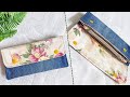 DIY Pretty Floral and Denim Wallet with Zipper Coin Pocket Out of Old Jeans | Upcycle Craft