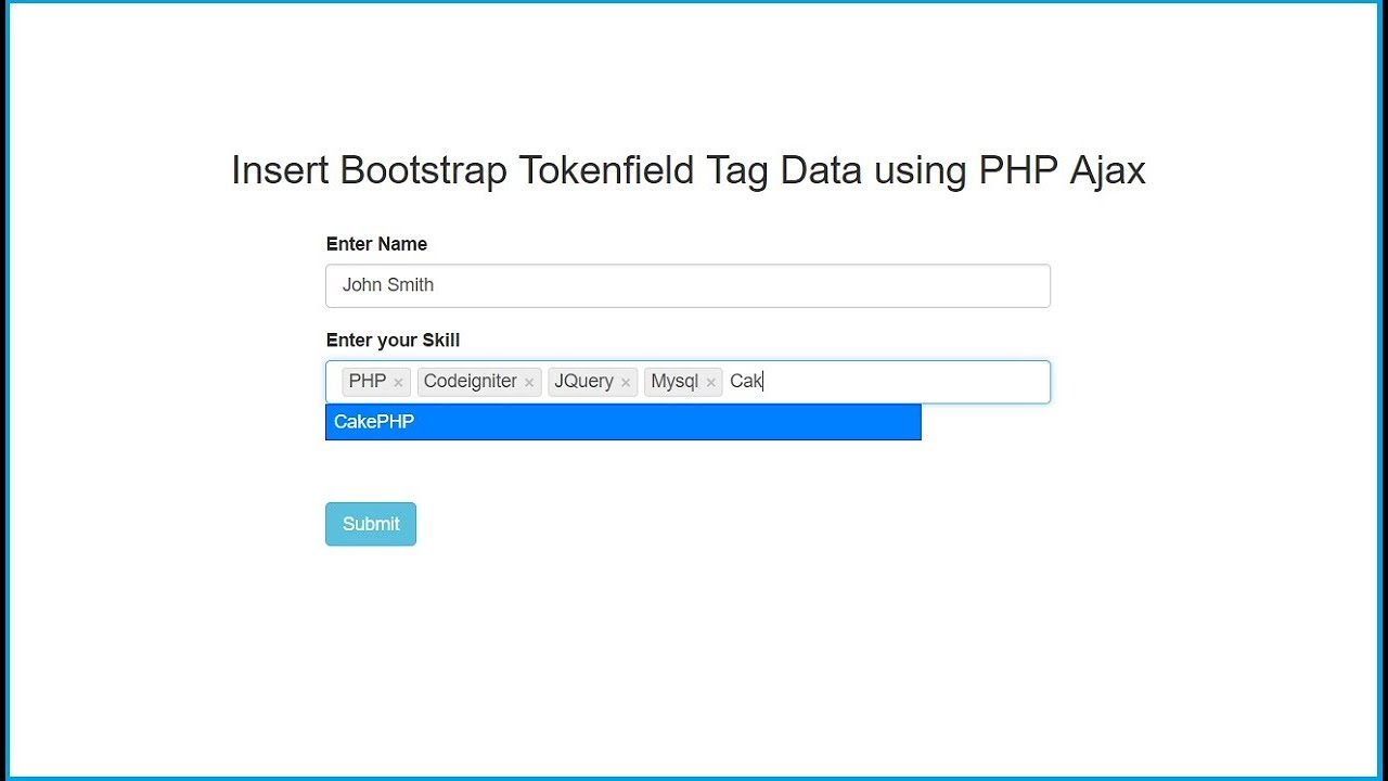 Insert Multiple Bootstrap Tags Data using Ajax PHP