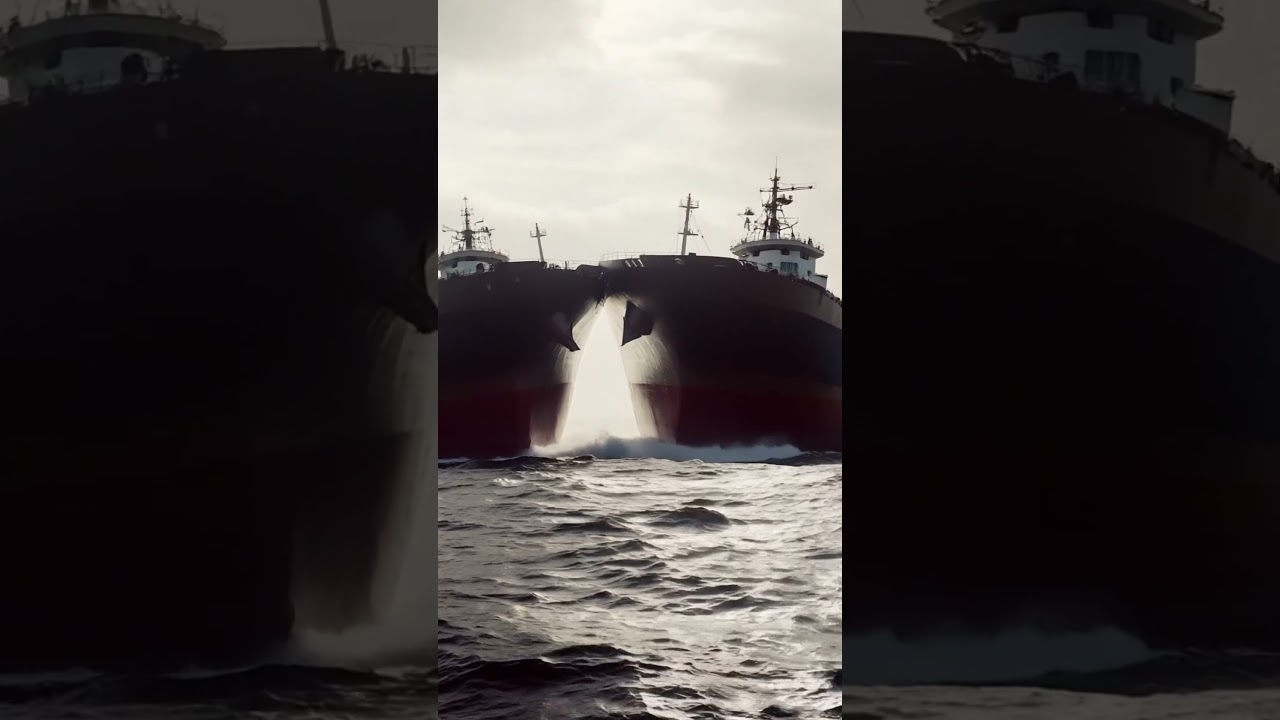 "Two Container Ships Collide Out of Control at Sea, Shocking and Thrilling" 